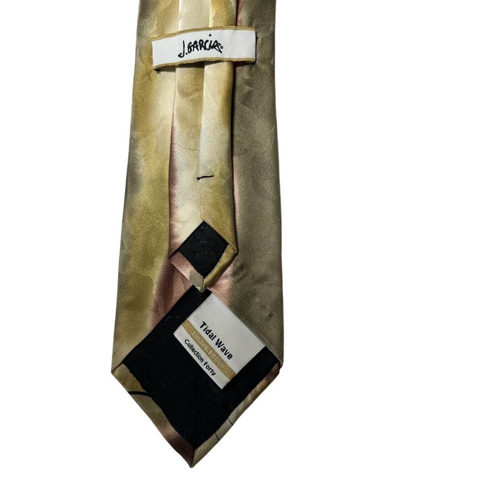 J. Garcia Tidal Wave Silk Tie Collection Forty Limited Edition Gold Tan Abstract - Picture 3 of 5